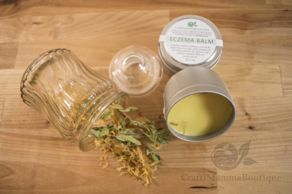 homegrown herbs and organic eczema balm