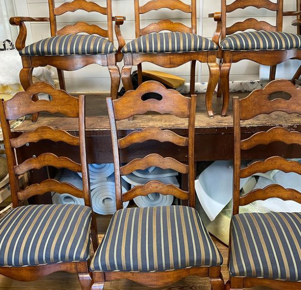 reupholstered set of 6 chairs from sustainable community efforts in balitmore
