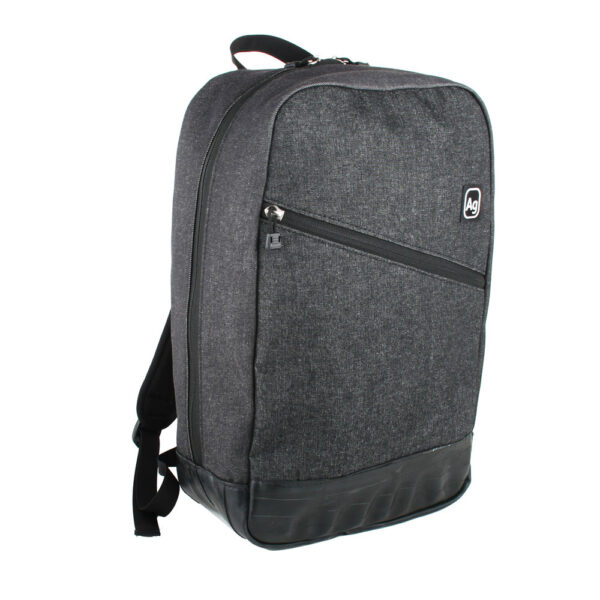 upcycled black jean denim backpack